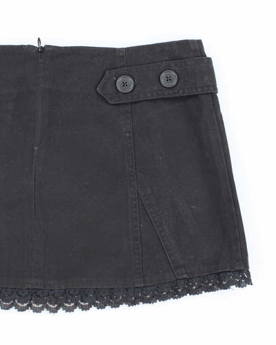 Vintage Y2K Wet Seal Black Laced Ultra Mini Skirt - S