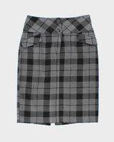 Vintage Y2K Le Chateau Knee Length Grey Check Skirt - S