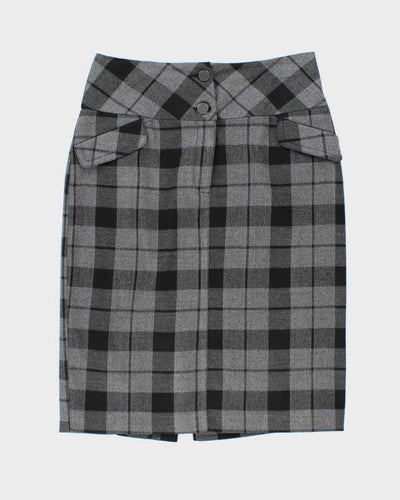 Vintage Y2K Le Chateau Knee Length Grey Check Skirt - S