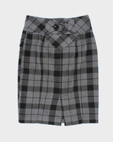 Vintage Y2K Le Chateau Knee Length Grey Check Skirt - S