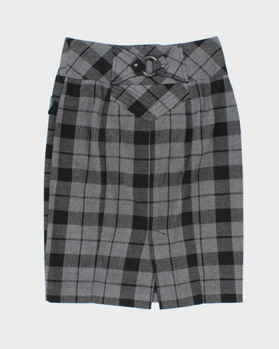 Vintage Y2K Le Chateau Knee Length Grey Check Skirt - S
