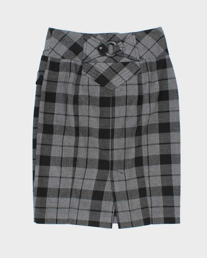 Vintage Y2K Le Chateau Knee Length Grey Check Skirt - S