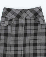 Vintage Y2K Le Chateau Knee Length Grey Check Skirt - S