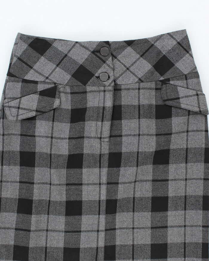 Vintage Y2K Le Chateau Knee Length Grey Check Skirt - S