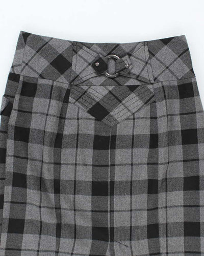 Vintage Y2K Le Chateau Knee Length Grey Check Skirt - S