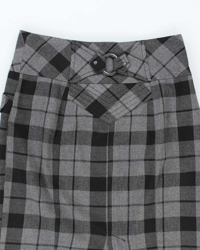 Vintage Y2K Le Chateau Knee Length Grey Check Skirt - S