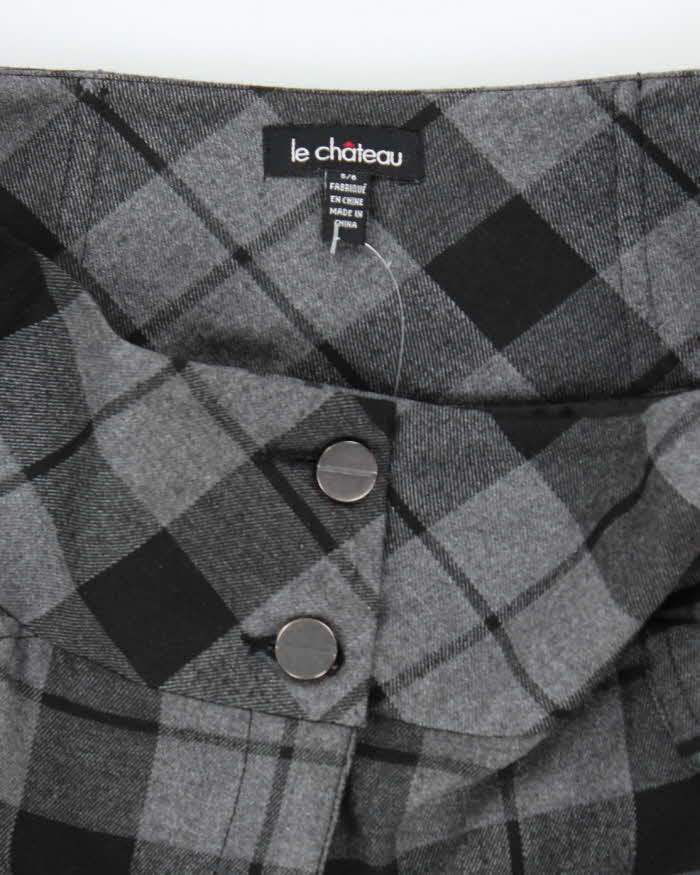 Vintage Y2K Le Chateau Knee Length Grey Check Skirt - S