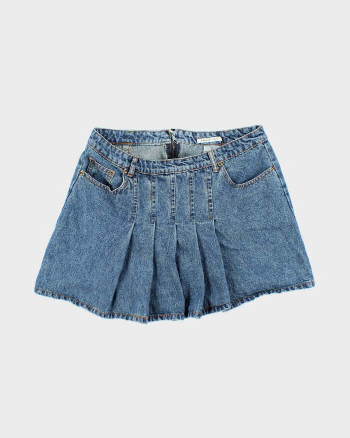 Vintage 90s Smart Set Pleated Denim Mini Skirt - M