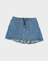 Vintage 90s Smart Set Pleated Denim Mini Skirt - M
