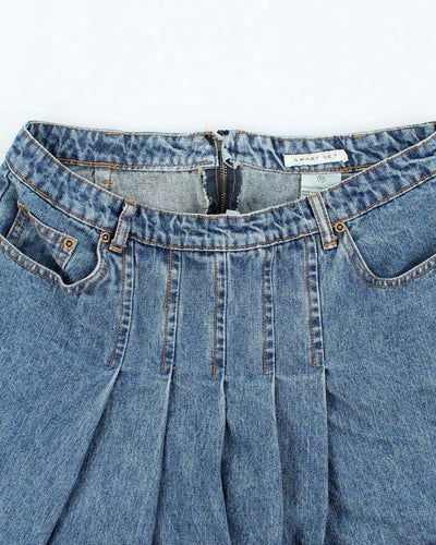 Vintage 90s Smart Set Pleated Denim Mini Skirt - M
