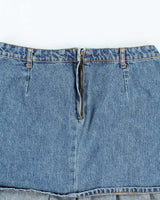 Vintage 90s Smart Set Pleated Denim Mini Skirt - M