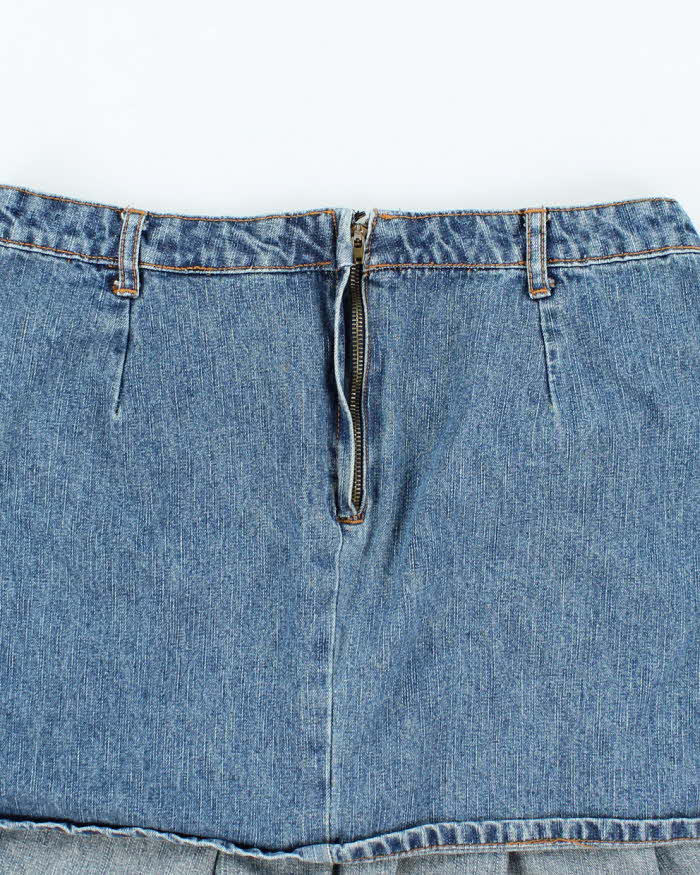Vintage 90s Smart Set Pleated Denim Mini Skirt - M