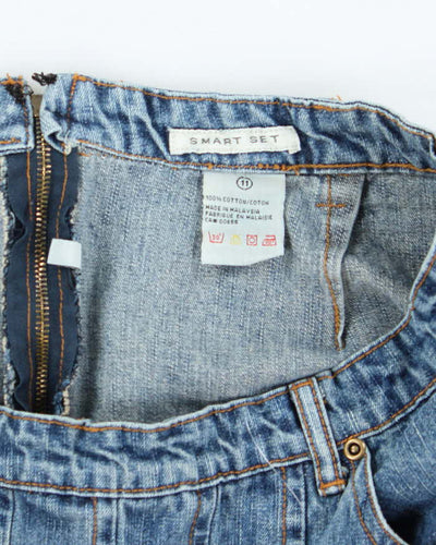 Vintage 90s Smart Set Pleated Denim Mini Skirt - M