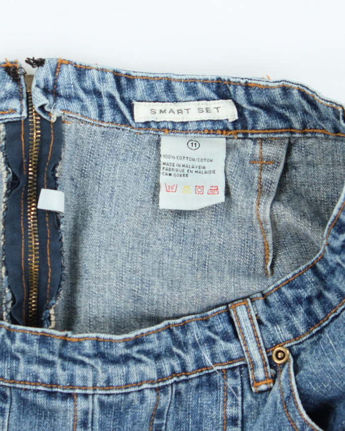Vintage 90s Smart Set Pleated Denim Mini Skirt - M