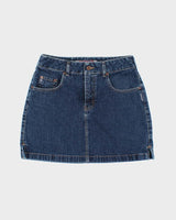 Vintage 90s Silver Dark Wash Denim Mini Skirt - W29