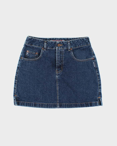 Vintage 90s Silver Dark Wash Denim Mini Skirt - W29