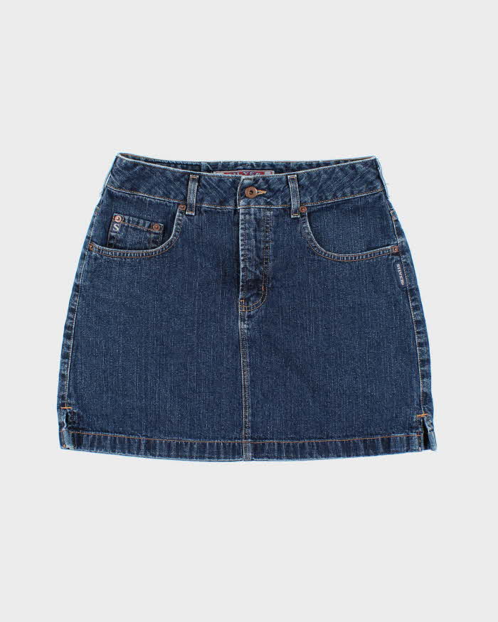 Vintage 90s Silver Dark Wash Denim Mini Skirt - W29