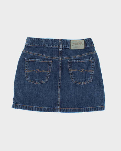Vintage 90s Silver Dark Wash Denim Mini Skirt - W29