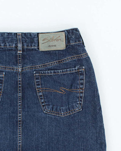 Vintage 90s Silver Dark Wash Denim Mini Skirt - W29