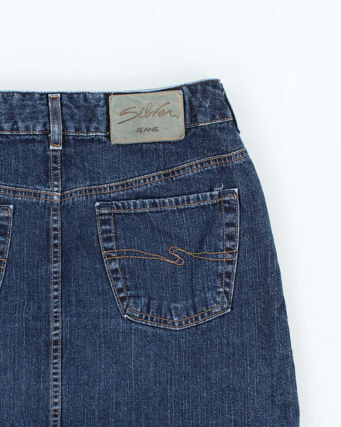 Vintage 90s Silver Dark Wash Denim Mini Skirt - W29