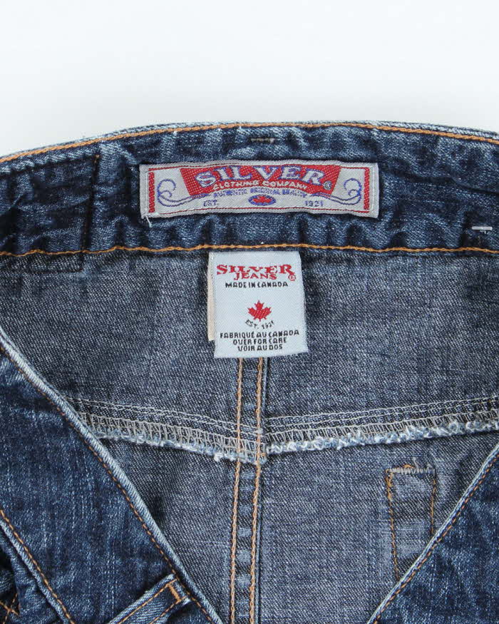 Vintage 90s Silver Dark Wash Denim Mini Skirt - W29