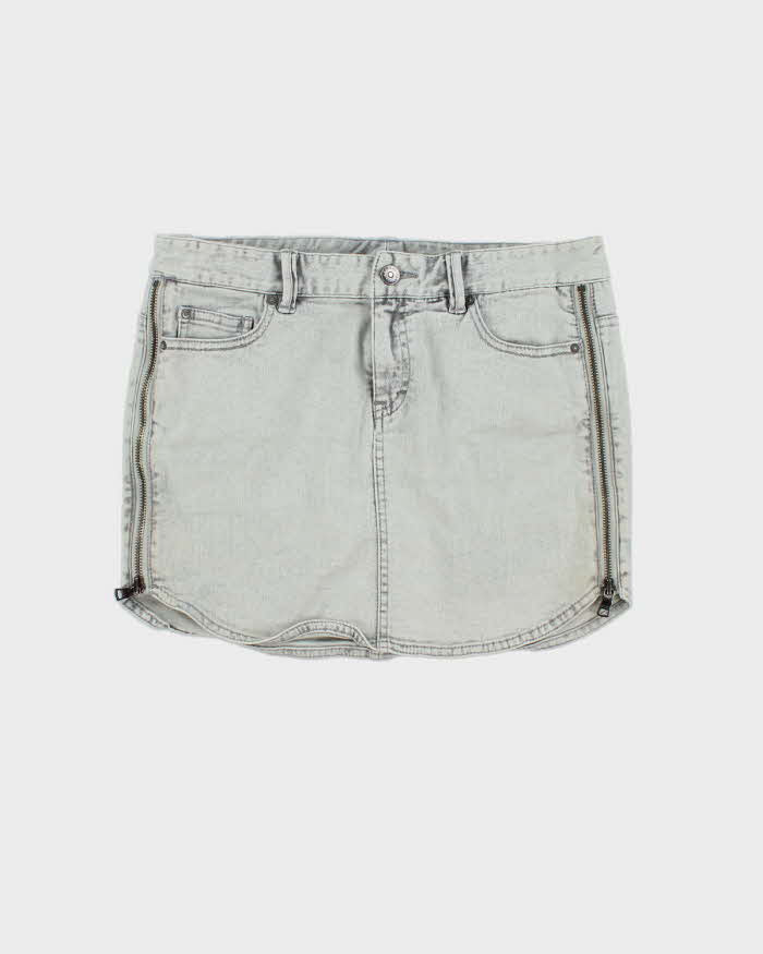 Y2k 00s Armani Exchange Grey Zipper Detail Denim Mini Skirt - W30