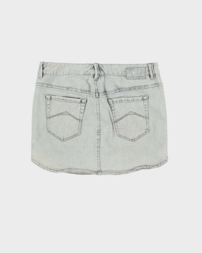 Y2k 00s Armani Exchange Grey Zipper Detail Denim Mini Skirt - W30