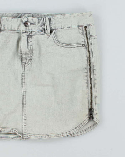 Y2k 00s Armani Exchange Grey Zipper Detail Denim Mini Skirt - W30