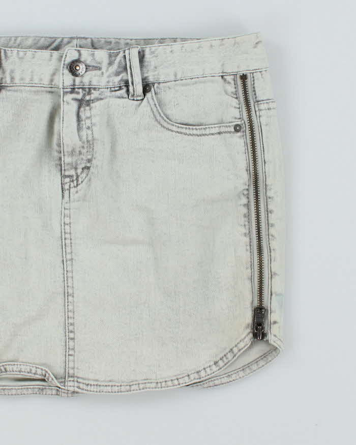 Y2k 00s Armani Exchange Grey Zipper Detail Denim Mini Skirt - W30