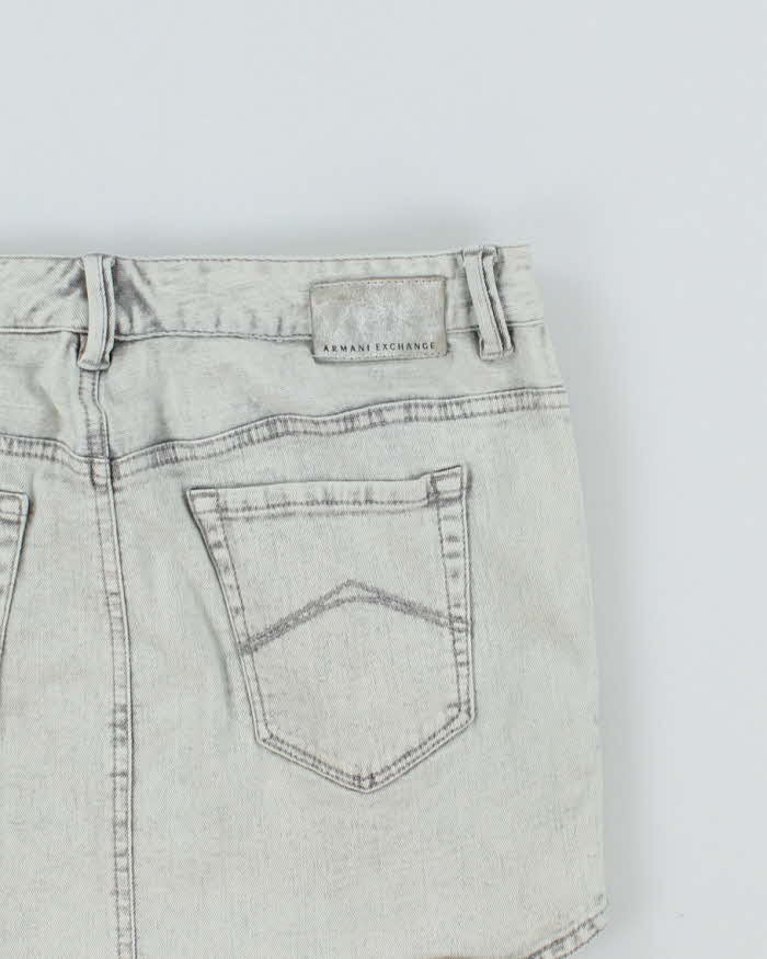 Y2k 00s Armani Exchange Grey Zipper Detail Denim Mini Skirt - W30