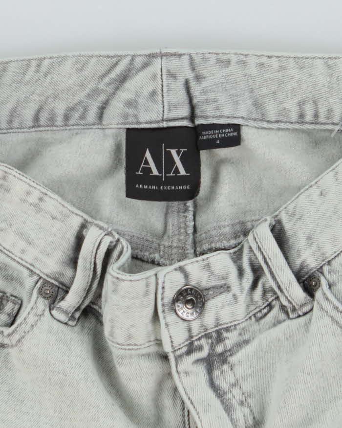 Y2k 00s Armani Exchange Grey Zipper Detail Denim Mini Skirt - W30