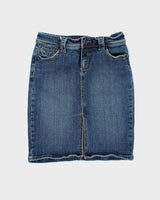 Vintage 90s HotKiss Dark Wash Grained Denim Skirt - W27