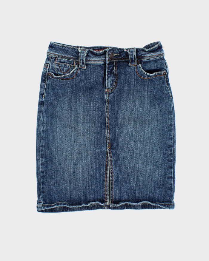 Vintage 90s HotKiss Dark Wash Grained Denim Skirt - W27