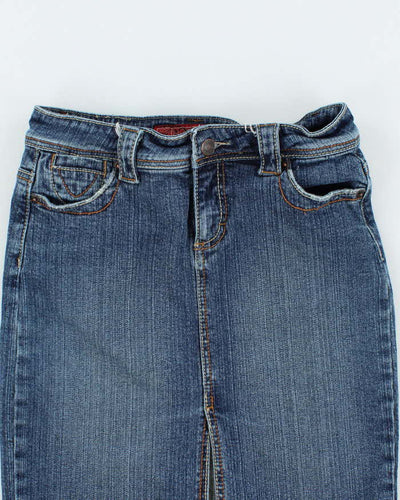 Vintage 90s HotKiss Dark Wash Grained Denim Skirt - W27