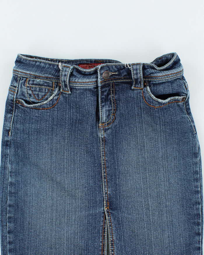 Vintage 90s HotKiss Dark Wash Grained Denim Skirt - W27