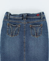 Vintage 90s HotKiss Dark Wash Grained Denim Skirt - W27