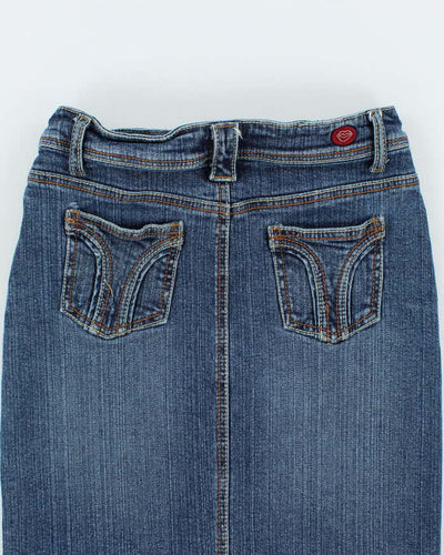 Vintage 90s HotKiss Dark Wash Grained Denim Skirt - W27