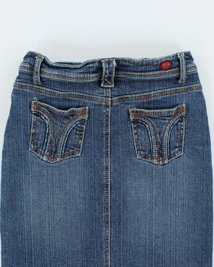 Vintage 90s HotKiss Dark Wash Grained Denim Skirt - W27