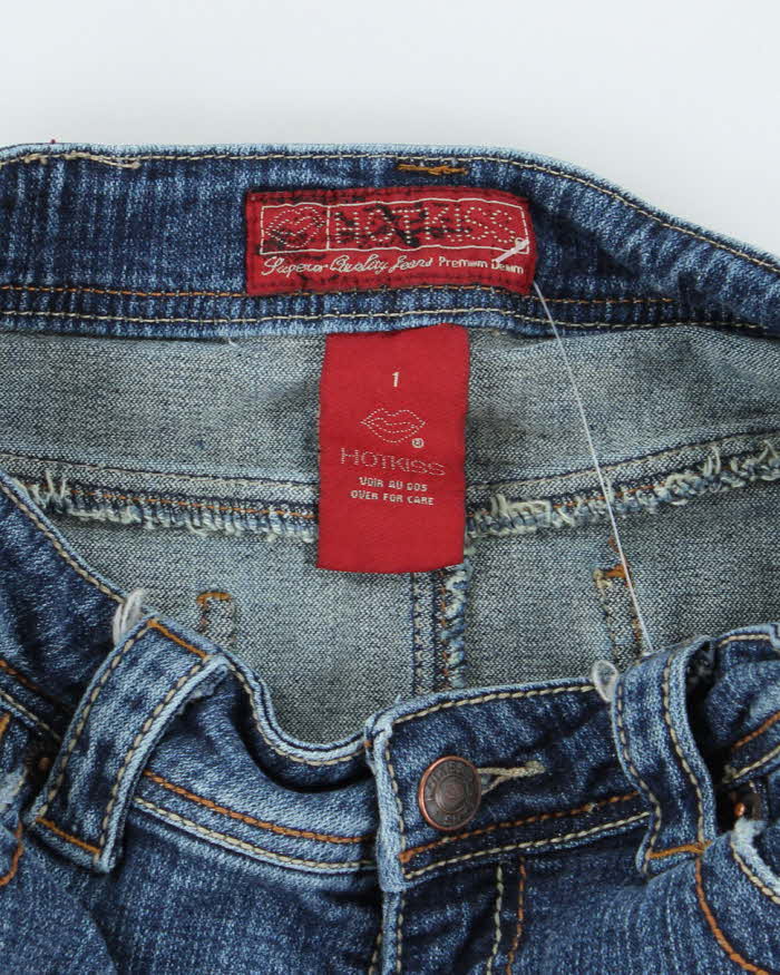 Vintage 90s HotKiss Dark Wash Grained Denim Skirt - W27