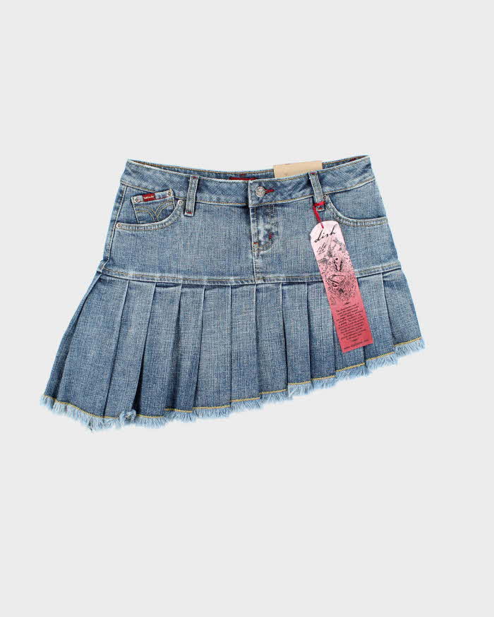 Y2k Dish Deadstock Pleated Denim Mini Skirt - W30