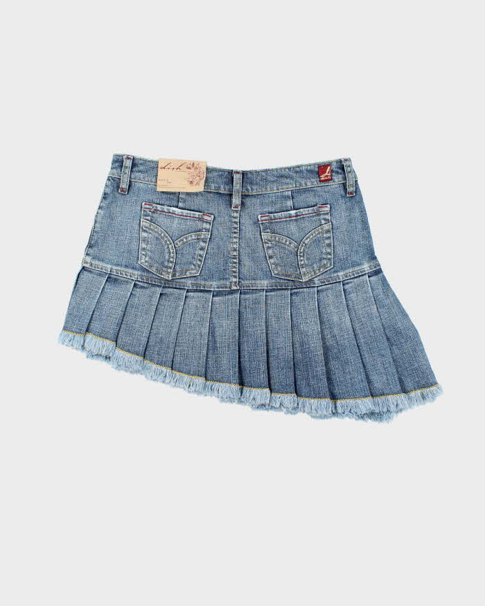 Y2k Dish Deadstock Pleated Denim Mini Skirt - W30