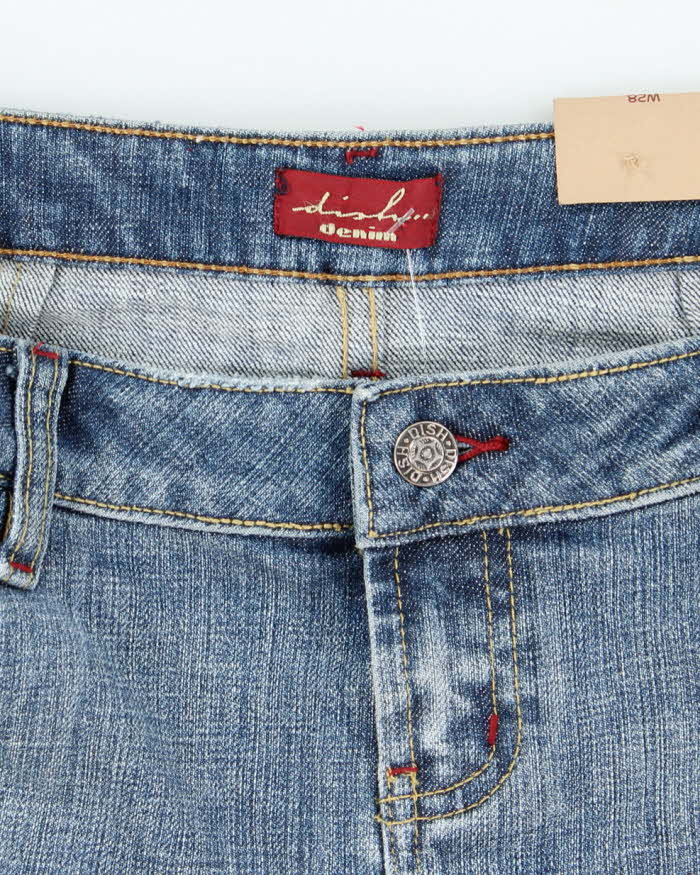 Y2k Dish Deadstock Pleated Denim Mini Skirt - W30