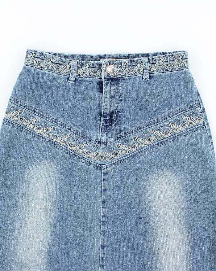 Vintage 90s/00s Valcano Denim Midi Skirt - W30