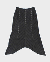 Y2k 00s Tristan &amp; Iseut Pinstripe Patterned Asymmetrical Skirt - W27