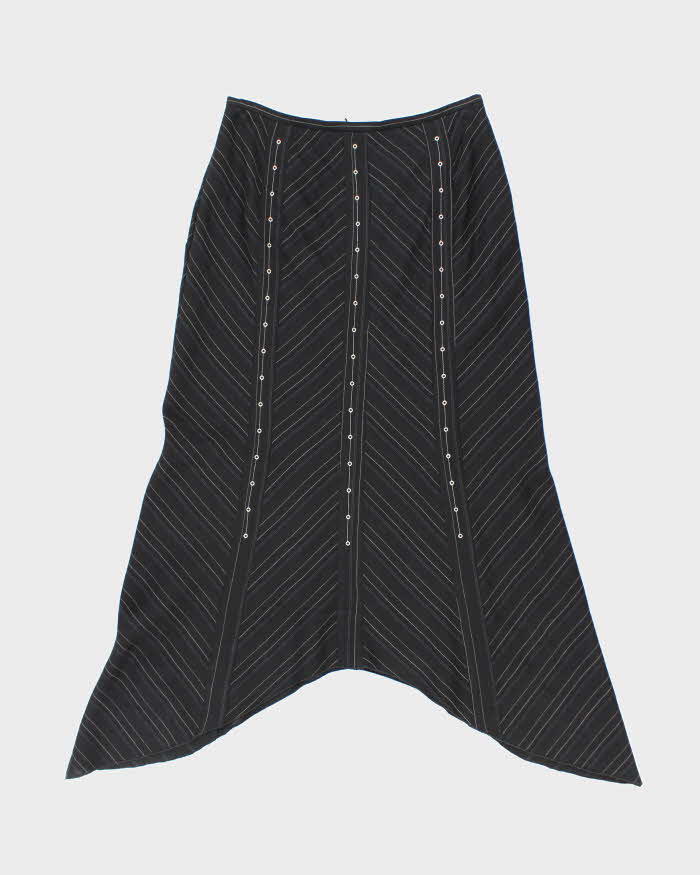 Y2k 00s Tristan &amp; Iseut Pinstripe Patterned Asymmetrical Skirt - W27