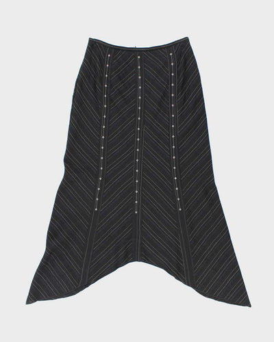 Y2k 00s Tristan & Iseut Pinstripe Patterned Asymmetrical Skirt - W27