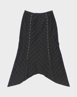 Y2k 00s Tristan &amp; Iseut Pinstripe Patterned Asymmetrical Skirt - W27