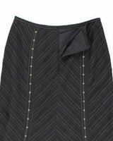 Y2k 00s Tristan &amp; Iseut Pinstripe Patterned Asymmetrical Skirt - W27