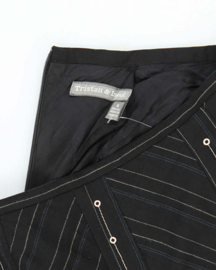 Y2k 00s Tristan &amp; Iseut Pinstripe Patterned Asymmetrical Skirt - W27