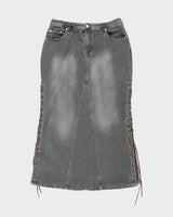 Vintage Y2k 00s Lace-up Denim Skirt - S